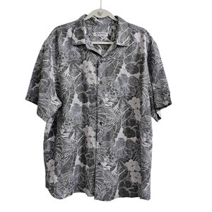 Tommy Bahama Hawaiian Shirt Mens XL Gray Coconut Point Camp IslandZone Aloha Top